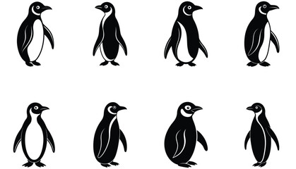 Fototapeta premium Penguin Collection. Penguin vector shilhouette bundle. Penguin icon.