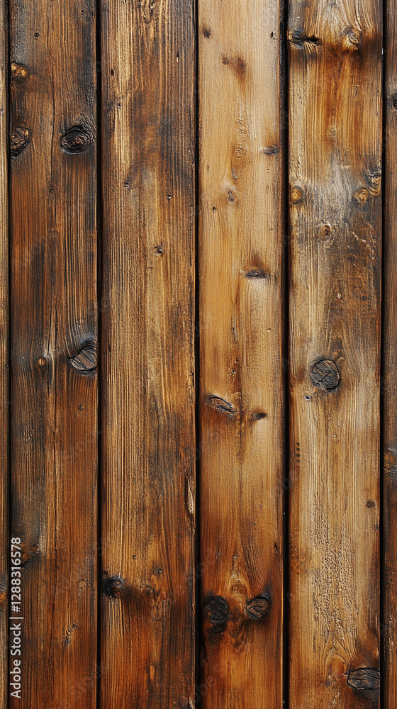 Aufkleber close-up view of rustic weathered wooden planks with a rich texture, showing natural grain patterns 