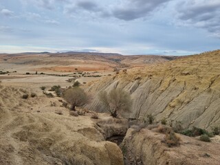 Dry valley under the mountains Tiaret Algeria