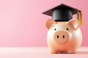 A piggy bank wearing a graduation cap, symbolizing educational savings and investment.