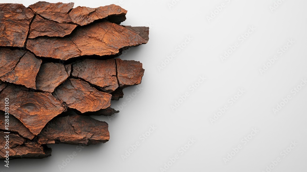 Poster weathering process concept. close-up of textured bark showcasing natural patterns and rich brown ton