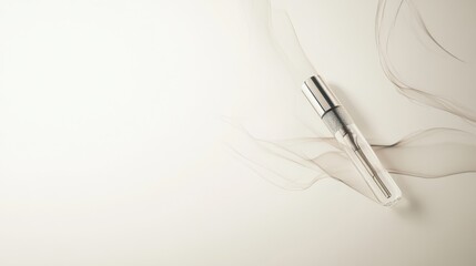 A vaping device placed on a light-colored surface with soft lighting. Featuring a sleek, minimalist design and gentle vapor trails