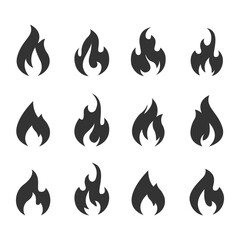 Set of fire flames vector icons stock illustration