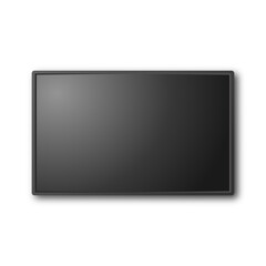 3d Realistic Modern TV Screen. Minimalistic Stylish Lcd Panel, Led TV Frame. Large Computer Monitor Display Design for Mockup. Blank Television Template