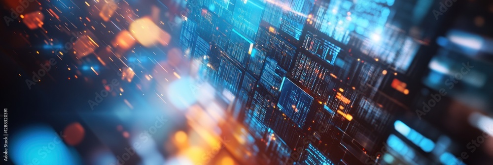 Wall mural abstract digital data stream: futuristic technology background