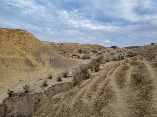 Dry valley under the mountains Tiaret Algeria