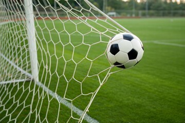 Soccer Ball Caught in Goal Net