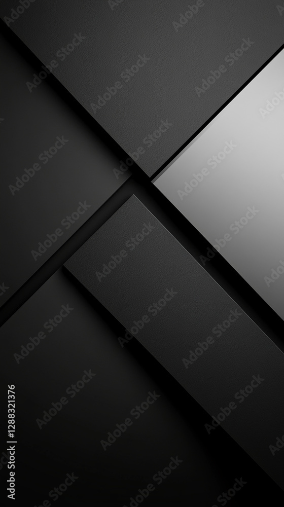 Aufkleber An abstract composition of black and gray surfaces with angular shapes and clean lines, creating a modern, minimalist, and sleek design with a focus on geometry and simplicity.
