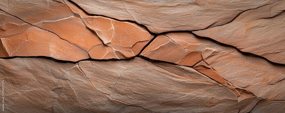 Poster Weathering process concept. Close-up of textured rock surface showing natural patterns and colors.