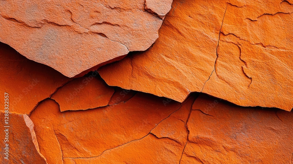 Poster weathering process concept. abstract view of textured orange rock layers showcasing natural erosion 