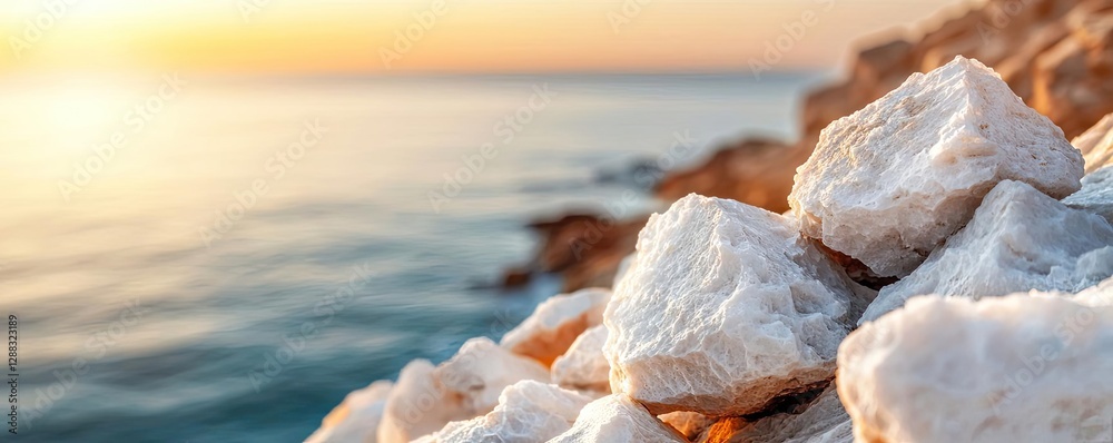 Aufkleber weathering process concept. smooth stones on a tranquil beach during sunset, creating a serene atmos