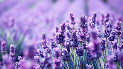 Obraz premium Close-up view of a Provence lavender field illustrated in impressionistic style