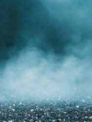 Fototapeta premium Atmospheric scene of rocky ground shrouded in mist, creating a mysterious, ethereal ambiance
