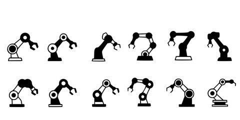 Obraz premium industrial robot icon in different style vector illustration. two colored and black industrial robot vector icons designed in filled, outline, line and stroke style can be used for web, mobile, ui