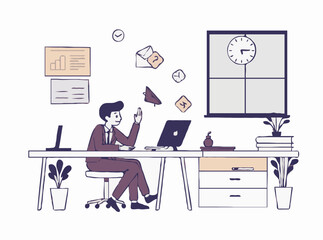 Juggling Work and Life: Stress Management Vector Graphic