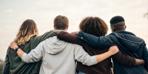 Diverse Friends United in Support, Showing Solidarity