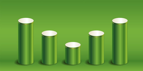 Pipe green image with cylinder curve pattern or vertical. Vector Illustration