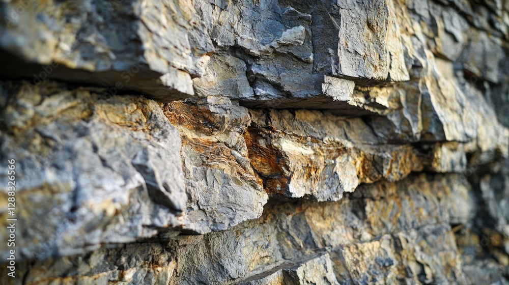 Poster weathering process concept. close-up view of textured rock surface showcasing natural colors and lay