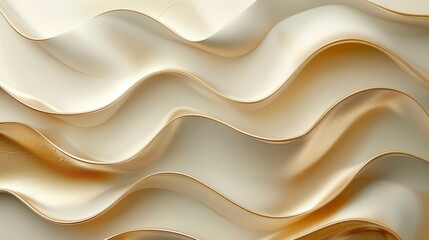 Obraz premium Abstract Wavy Silk: A close-up shot captures the elegant folds of flowing fabric, evoking a sense of opulence and artistry, in shades of beige.