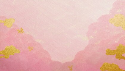 和柄、和風、春イメージの背景素材（桃色、金）