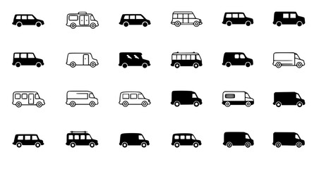 minibus icon in different style vector illustration. two colored and black minibus vector icons designed in filled, outline, line and stroke style can be used for web, mobile, ui 