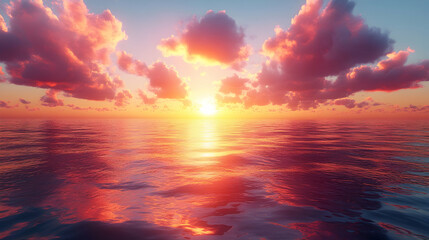 Sunset over Calm Ocean