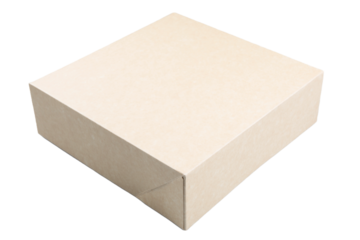 cardboard box closed mockup empty sign logo square on png isolated transparent background