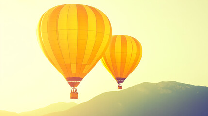 Hot air balloon adventure over majestic mountains sunrise aerial view scenic travel experience