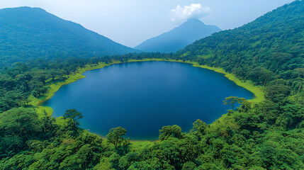 Volcanic Crater Lake, Mountain Range