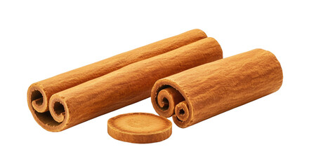 Aromatic Cinnamon Sticks and Slice on Black Background Spice Still Life