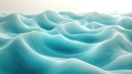 Obraz premium Abstract turquoise fluid waves flowing with ethereal lighting, minimalist background