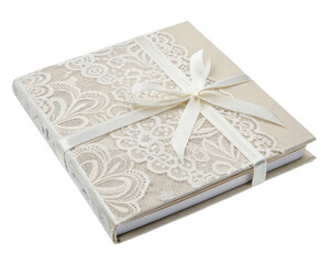 Wedding album with lace on a transparent background