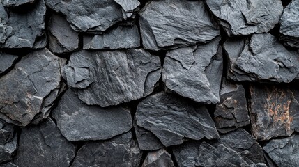 Rock Wall Pattern Black Stones, Close-up, Outdoors, Textured Background