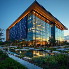 Elite glass workplace architecture high resolution image