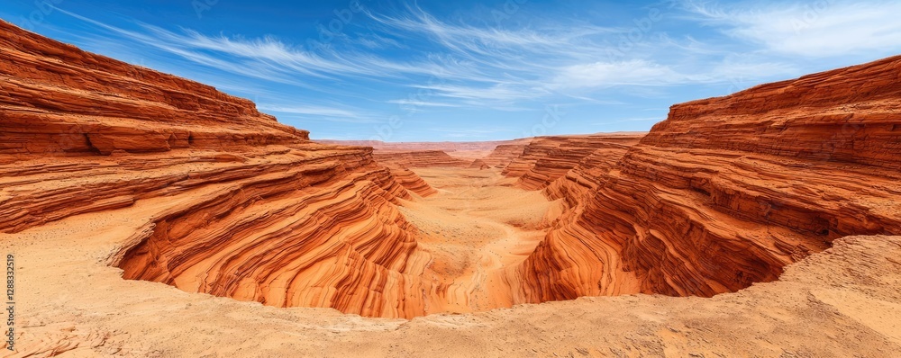 Poster weathering process idea. stunning view of majestic canyon adorned with colorful rock formations unde