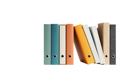 A Bright Array of Colorful Binders Perfectly Arranged to Organize Your Thoughts and Documents for an Organized Workspace and Enhanced Productivity.