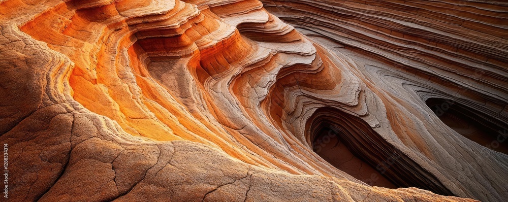 Poster Weathering process concept. Stunning natural rock formations create mesmerizing patterns in vibrant colors.