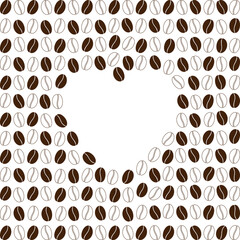 Coffee beans Heart shape Abstract frame border International coffee Day Copy space Template concept