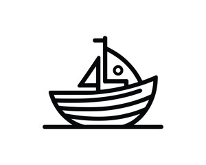 Boat logo design icon outline vector template