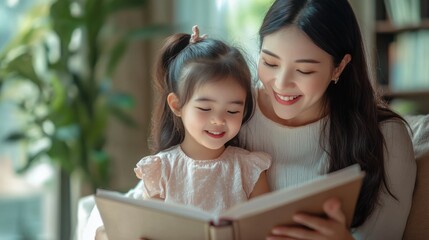 Obraz premium Asian mother and daughter happily engaged in creative drawing activities