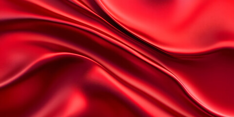 Obraz premium Red silk background, flowing red cloth 3D rendering