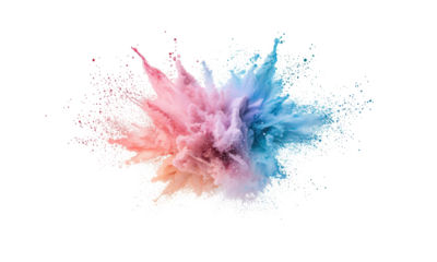 A stunning display of vibrant colors bursts forth in a spectacular explosion, showcasing a lively mix of pink and blue hues against a solid black backdrop, evoking creativity.