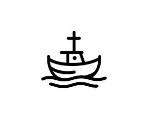 Boat logo design icon outline vector template