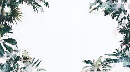 Obraz premium Tropical Leaves Frame on White Background