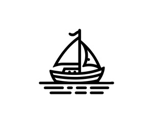 Boat logo design icon outline vector template
