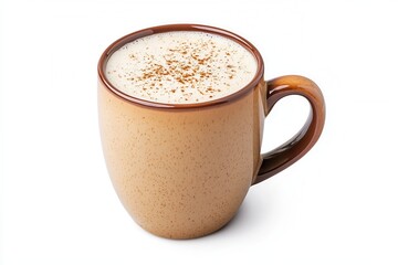Light Brown Coffee Drink In A Creamy Mug On White Background