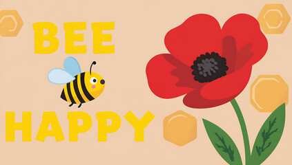Bee Happy with Poppy Flower