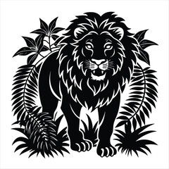 lion silhouette vector style