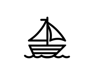 Boat logo design icon outline vector template