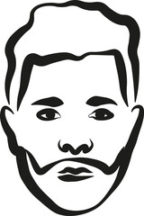 Man with a beard Hand Drawn Face Portrait Illustration Vector
